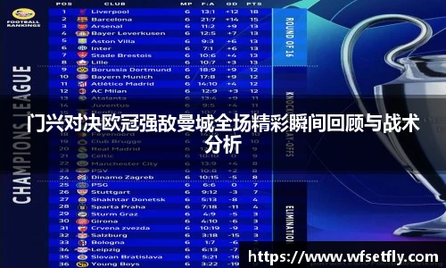 门兴对决欧冠强敌曼城全场精彩瞬间回顾与战术分析